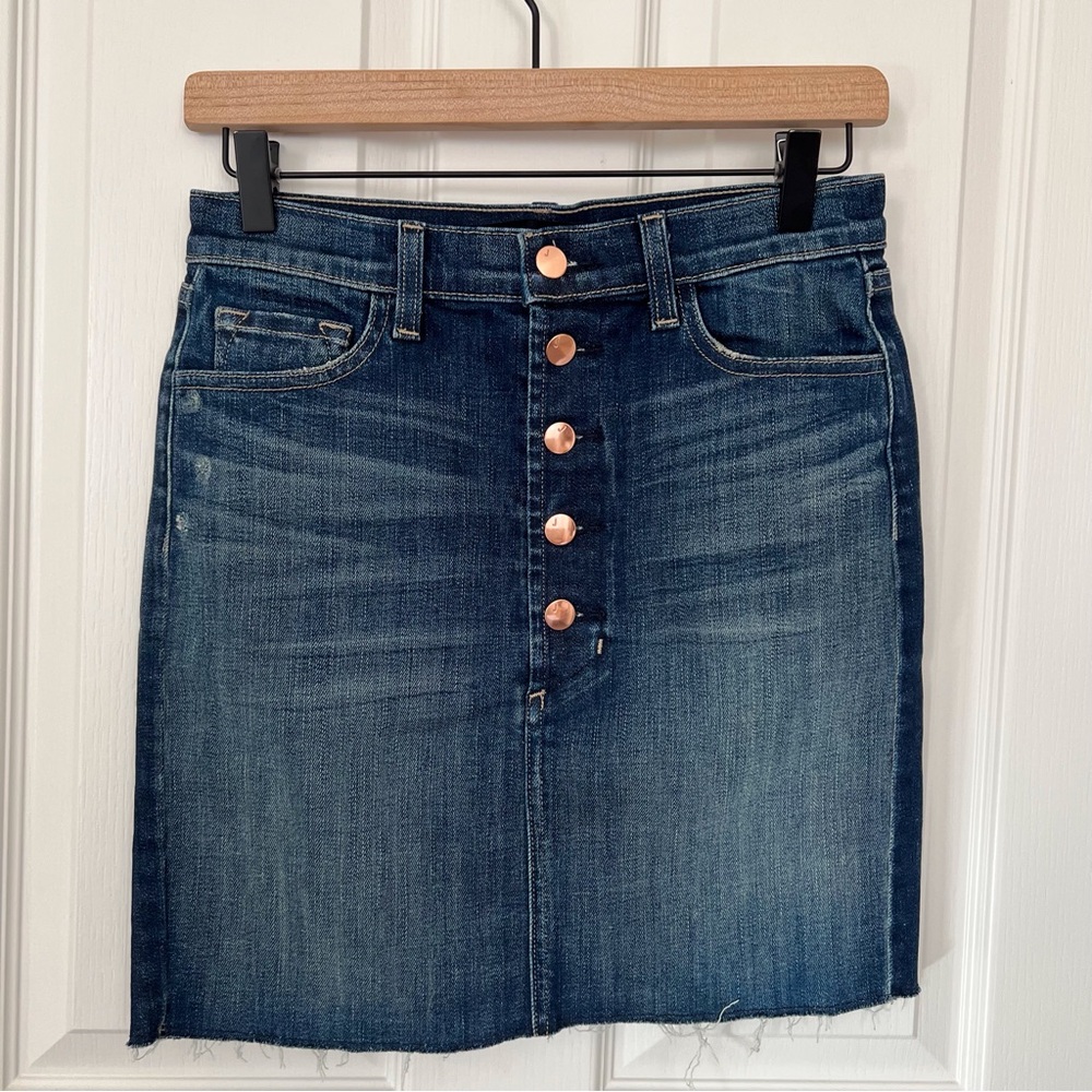 J Brand Rosalie Denim Button-Front Mini Skirt - Blue